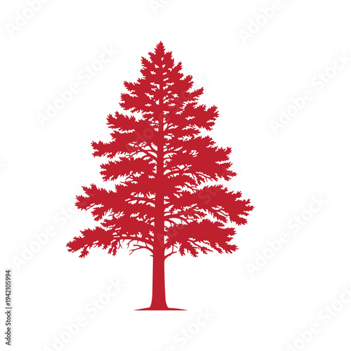 red pine tree silhouette on white background for design and decoration purposes  tree icon