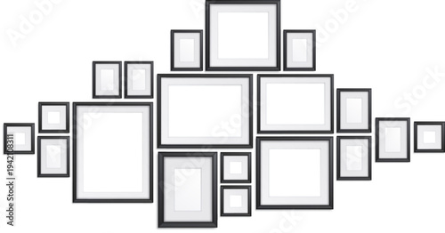 Gallery Wall Picture Frames Set Mockup Isolated on Transparent Background