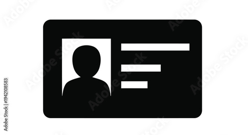 Black silhouette of an identification card with a person's profile