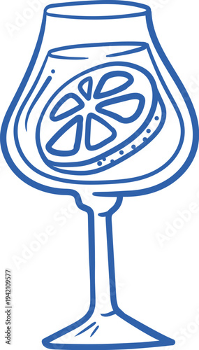 Cocktail Glass With Citrus Doodle