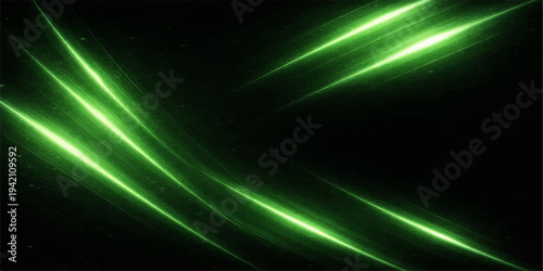 An abstract green background features glowing light waves and green energy lines with a bright star pattern across a black space texture for an artistic motion wallpaper