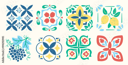 Tile Ornament Set Patterned