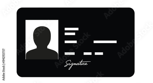 Black identification card with a silhouette of a person and signature area