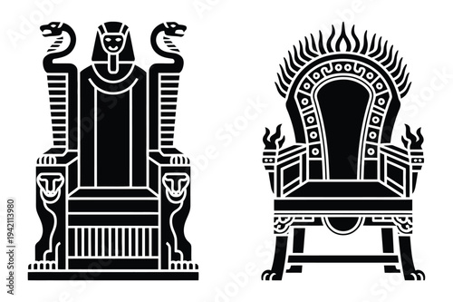 Ancient egyptian throne and fiery royal seat