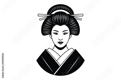 Geisha woman portrait silhouette