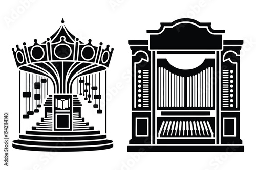 Carousel and pipe organ, vintage entertainment icons