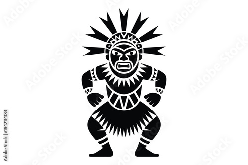 Tribal dancer with headdress, indigenous culture icon