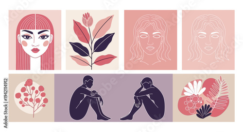 Diverse Artistic Portraits and Nature Elements for Creative Use