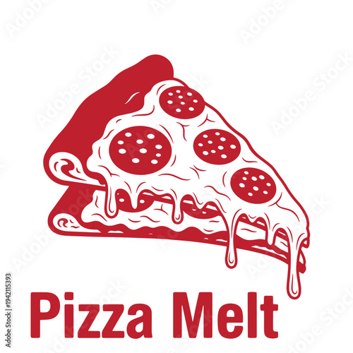 Pepperoni pizza slice with melted cheese  isolated on white background