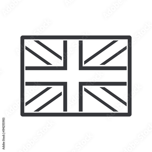 Isolated outline black icon of British flag Union Jack representing United Kingdom identity, national symbol, sovereignty, heritage, and geographic recognitionbanner, black, britain, british, country,