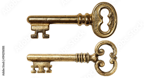 Foto Isolated antique gold key with intricate design for unlocking secrets and opport