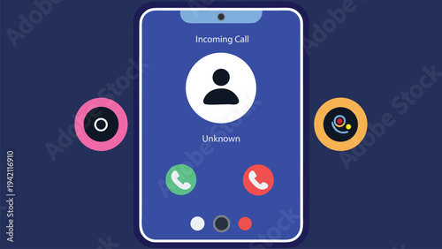 Smartphone Call Interface UI Mockup Set, Modern Mobile Phone Calling Screen Vector Template