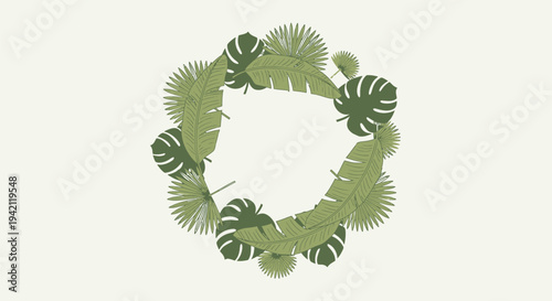 Vector tropical leaf wreath frame illustration