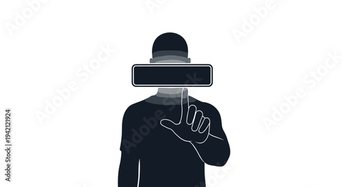 Vector illustration of man with virtual screen