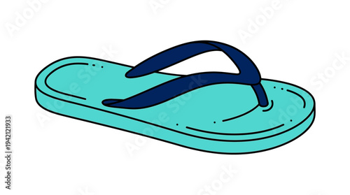 Minimal outline vector of a beach flip flop sandal, summer travel accessory