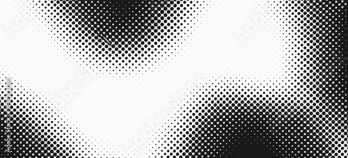 Abstract black and white halftone dot pattern background with copy space
