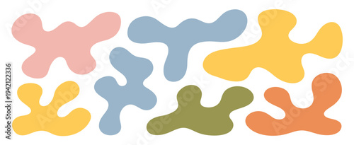 Abstract Organic Shapes In Pastel Colors On White Background vector illustration