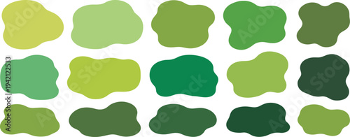 Assortment of Organic Green and Yellow Blob Shapes on White Background vector illustration