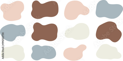 Collection Of Earth Tone Organic Shapes On White Background neutral colors