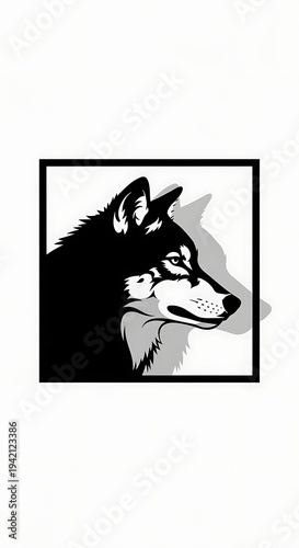 Black and white husky dog portrait.