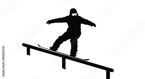 Vector illustration of a snowboarder on a rail