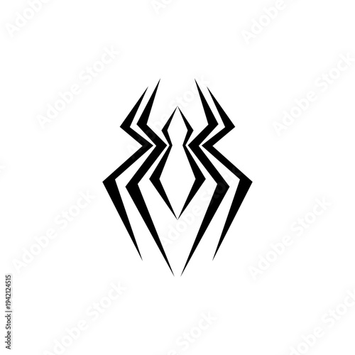 Stylized Black Spider Logo Design, Abstract Geometric Arachnid Icon