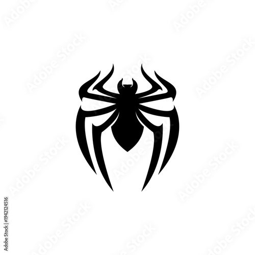 Stylized Black Spider Silhouette Logo Design