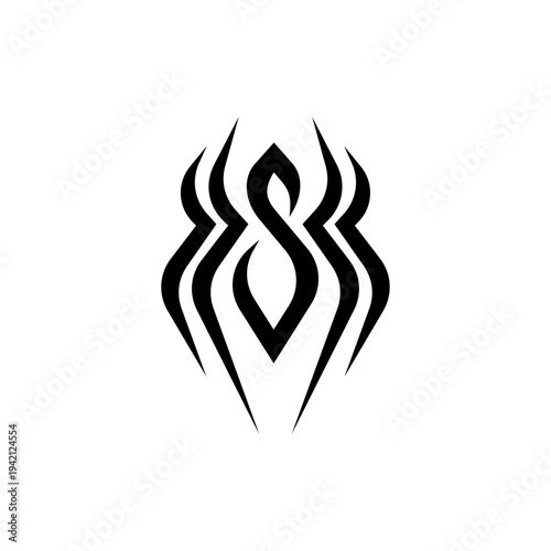 Stylized Black Tribal Spider Symbol Logo Design