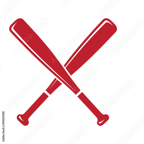 Two red baseball bats crossed over each other in a graphic illustration