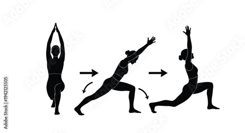 Set of 3 yoga poses vector illustrations