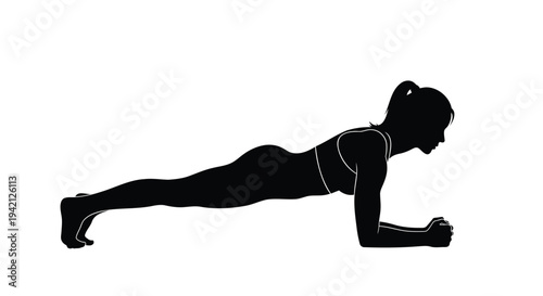 Vector illustration of woman in plank position