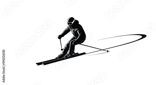 Vector illustration of a skier in motion