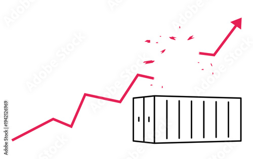 Graph shows increase in tariffs for container shipping as global prices rise. This affects trade and transportation of goods worldwide.