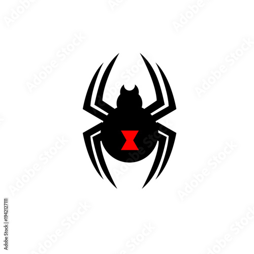 Black Widow Spider Silhouette with Iconic Red Hourglass Mark
