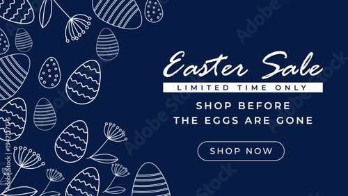 Easter Sale Banner With Egg Pattern Spring Holiday Marketing Design For Social Media Promotion Poster Flyer And Website Header