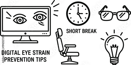 Vector graphics for digital eye strain prevention and healthy vision
