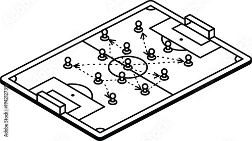 Vector illustration of a foosball table with players in motion