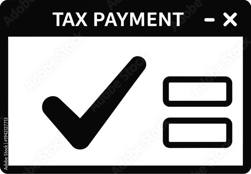 Vector tax payment checkmark icon for financial documents
