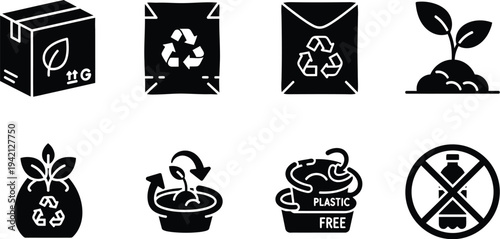 Vector eco friendly icons for sustainable living and recycling concepts
