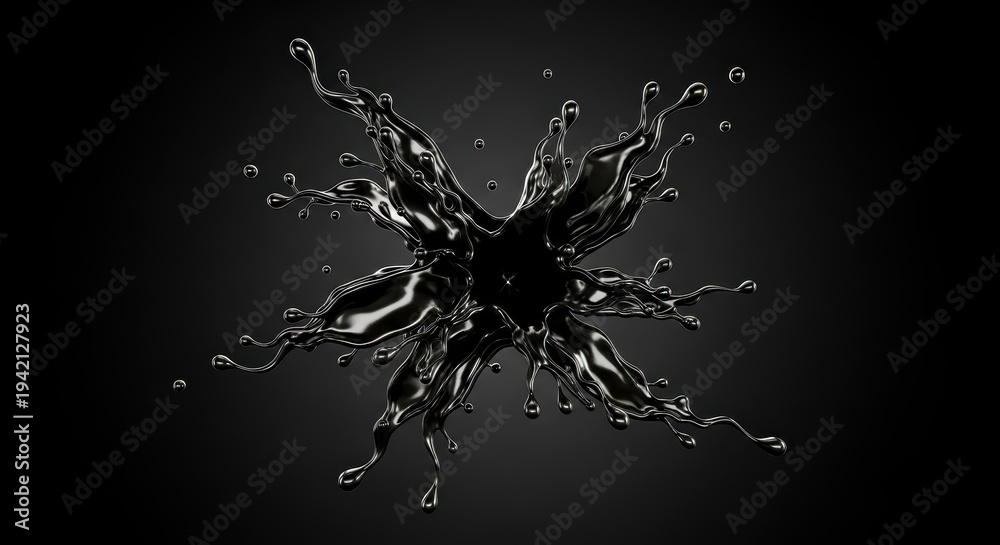 Obraz premium Dynamic Black Paint Splash Against a Dark Background with Vibrant Fluid Movement