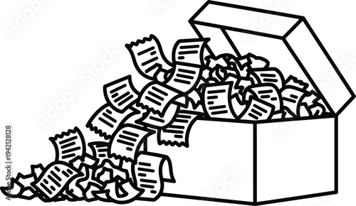 Vector illustration of tickets spilling out of an open box