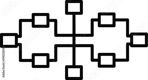 Vector graphic representation of interconnected squares and lines