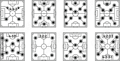 Vector soccer formations and tactics diagrams