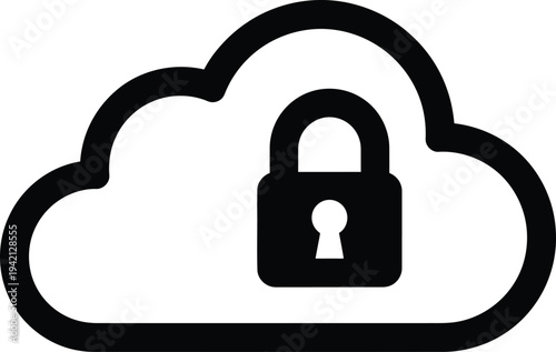 Vector cloud security concept with lock icon