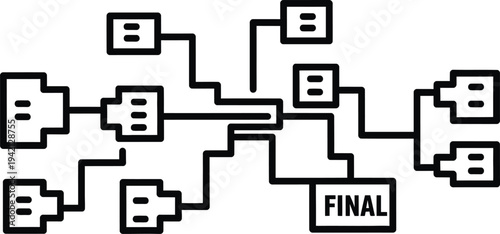 Vector diagram illustration of a tournament bracket with multiple paths to the final