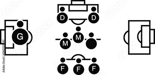 Vector soccer formation tactics and strategy diagram