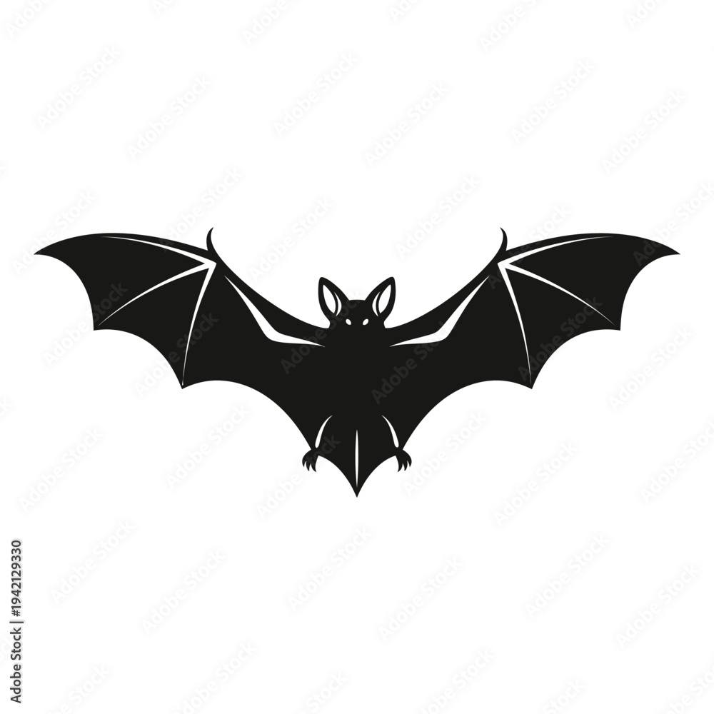 Fototapeta premium Silhouette of a bat with outstretched wings, perfect for Halloween decorations.