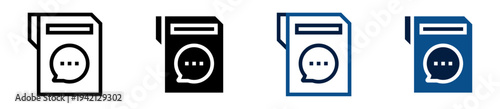Iconos de mensaje archivado. Carpeta con globo de conversación. Almacenamiento de mensajes y organización de comunicación. Ilustración vectorial