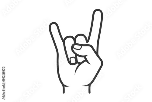 A hand gesture showing the rock on sign with index and pinky finger up, symbolizing rock music, heavy metal, and friendly approval or solidarity.