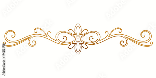 Elegant gold ornamental floral divider, vector